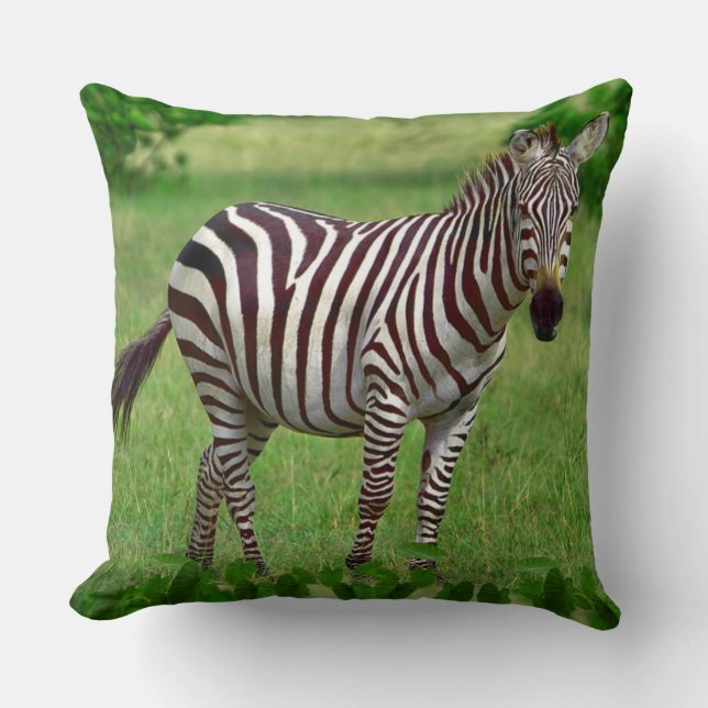 Almofada Zebra preto e branco na selva (Frente)