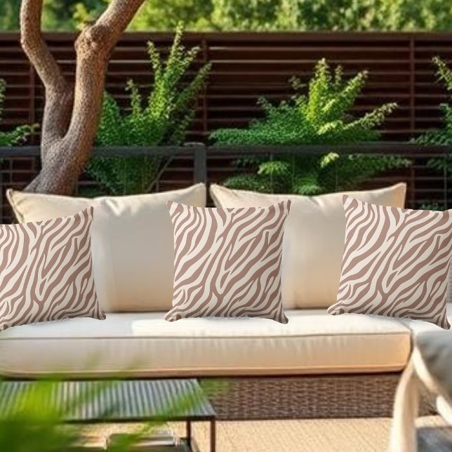 Almofada Zebra Print-Mocha Mousse (Zebra Print-Mocha Mousse Outdoor Pillow)