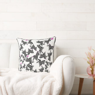Almofada Zebra selvagem moderna preta branca e rosa
