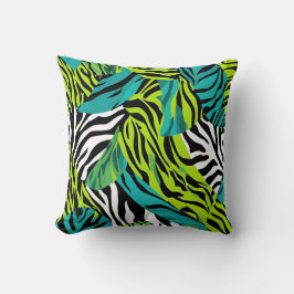 Almofada Zebra Stripes Animal Imprimir Padrão Teal Verde