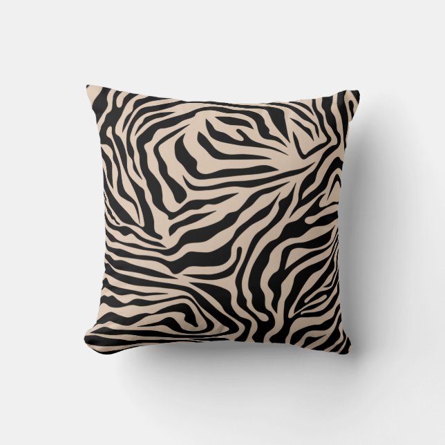 Almofada Zebra Stripes Cream Beige Black Wild (Frente)