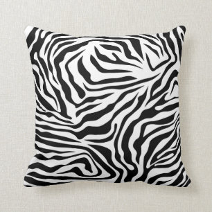 Almofada Zebra Stripes Impressão Animal Selvagem Preta E B