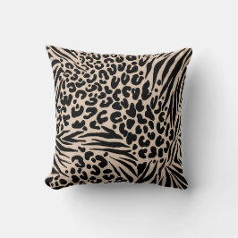 Almofada Zebra Stripes Leopard Beige Black