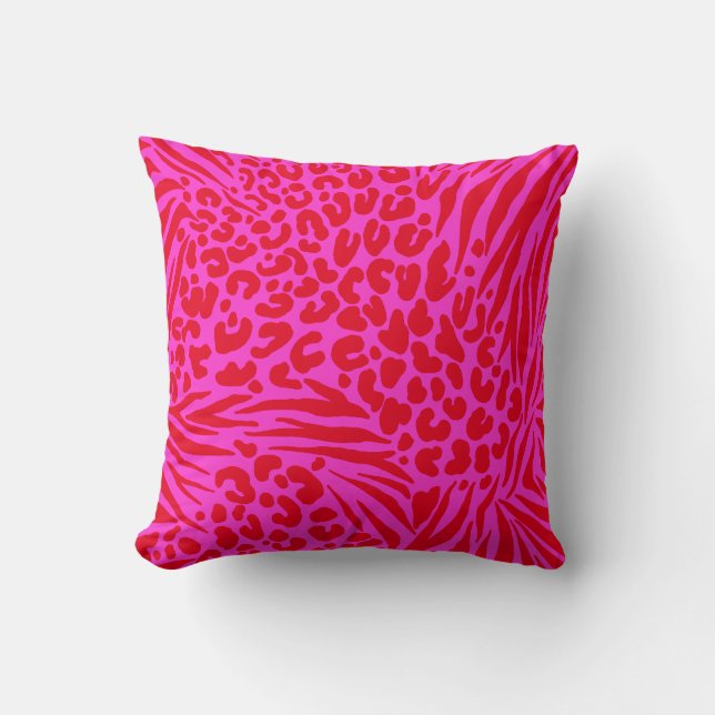 Almofada Zebra Stripes Leopard Pink Red Selvagem (Frente)