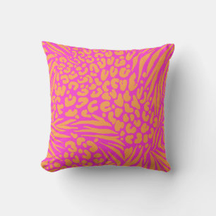 Almofada Zebra Stripes Leopardo Cor-de-rosa Laranja Selvage