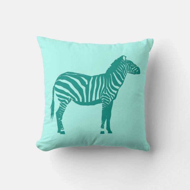 Almofada Zebra - turquesa e Aqua (Frente)