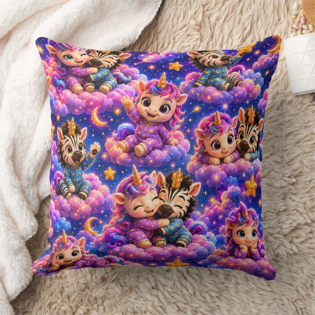 Almofada Zebra unicórnio celestial caprichoso quadrado berç (Cobertor)