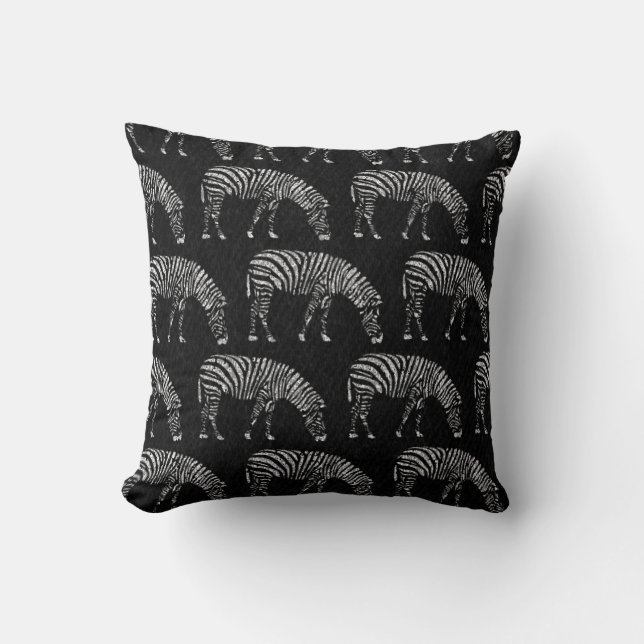 Almofada Zebras brancas - Estêncil preto (Frente)