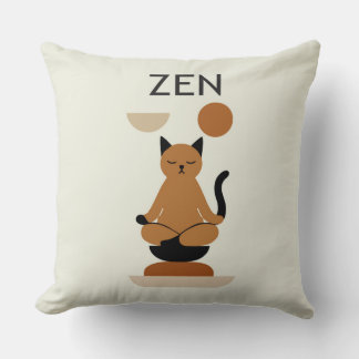 Almofada Zen Cat Meditation Throw Pillow – Cute Minimalist