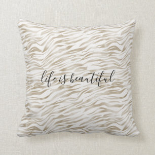 Almofada Zen Cream Branco Cacau Castanho Zebra Impressão