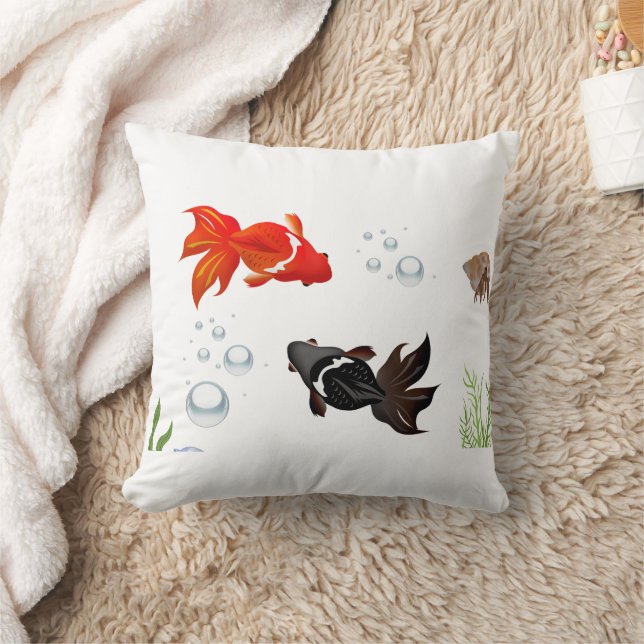 Almofada Zen Koi Fish Pond Pillow | Japanese Garden Aesthet (Cobertor)