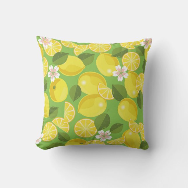 Almofada Zesty Lemon: Citrus Pattern Delight (Frente)