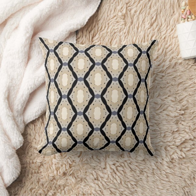 Almofada Zig zag geometric black and off-white throw pillow (Cobertor)