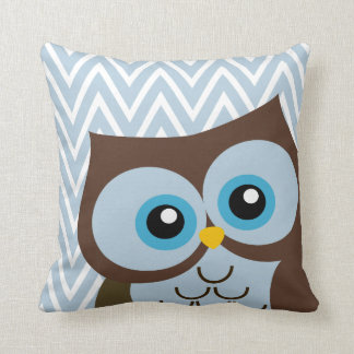 Almofada Ziguezague azul bonito de Chevron da coruja