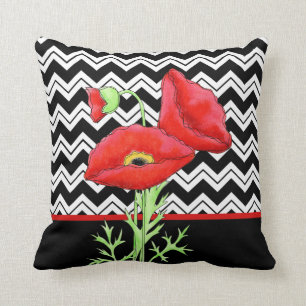 Almofada Ziguezague branco Chevron do preto vermelho da