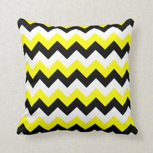 Almofada Ziguezague preto e branco amarelo