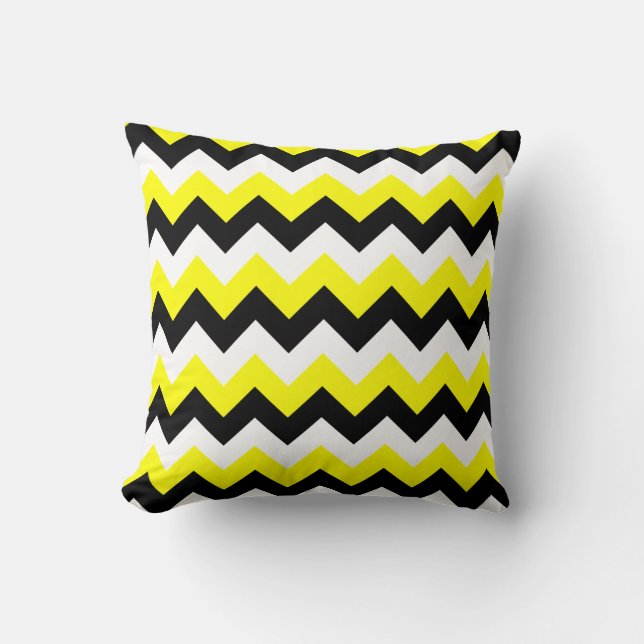 Almofada Zigzag Amarelo Preto e Branco (Frente)