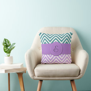 Almofada Zigzag Azul, Zigzag Roxo, Chevron, Monograma