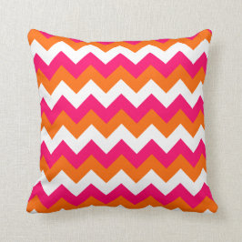 Almofada Zigzag branco cor-de-rosa laranja