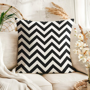 Almofada Zigzag Chevron Preto e Branco Moderno