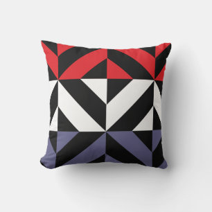 Almofada ZigZag Geométrico Vermelho Branco e Azul