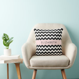 Almofada Zigzag preto-e-branco, padrão Chevron, seu nome