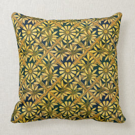 Almofada Zinnia corajoso em uma treliça no ouro e no verde