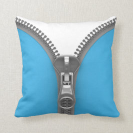 Almofada Zipper azul realístico estranho engraçado