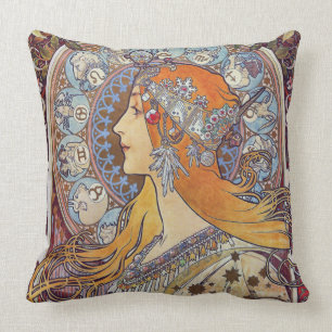 Almofada Zodíaco com sua arte Nouveau da tiara