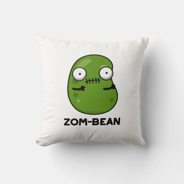 Almofada Zom Bean Pun Zombie Dia de as Bruxas engraçado (Frente)