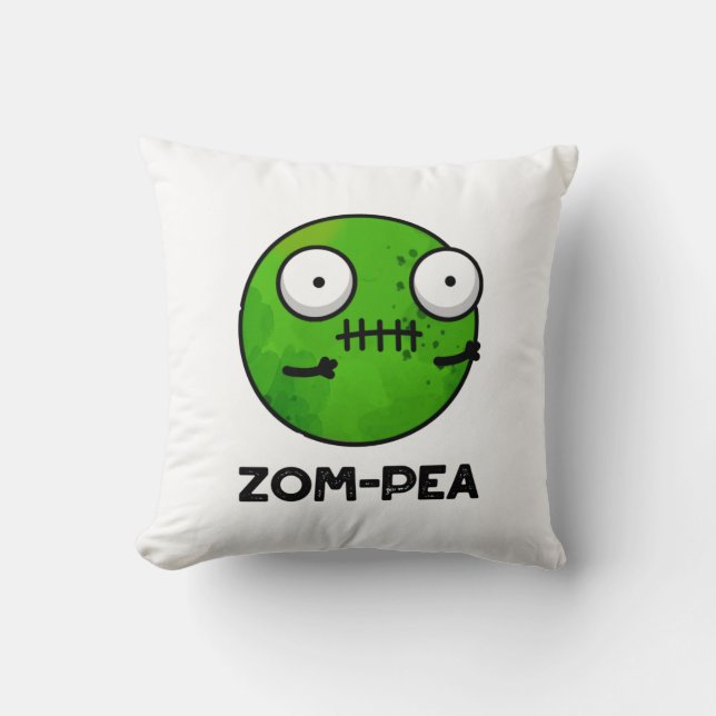 Almofada Zom-pea Dia de as Bruxas engraçado Zombie Pea Pun (Frente)