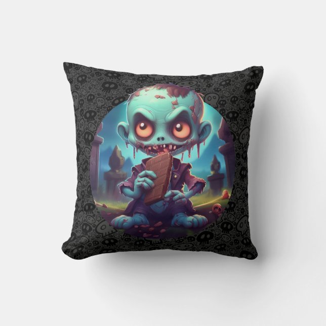 Almofada Zombie comendo doce (Frente)