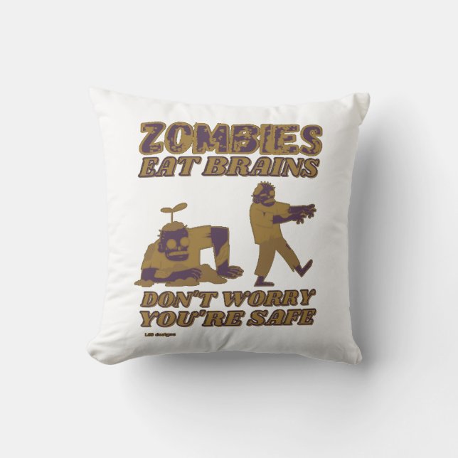 ALMOFADA ZOMBIES COMEM CÉREBROS NÃO SE PREOCUPEM QUE ESTEJA (Frente)