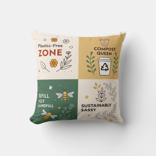 Almofada Zona livre de plástico - Design ecológico (Frente)