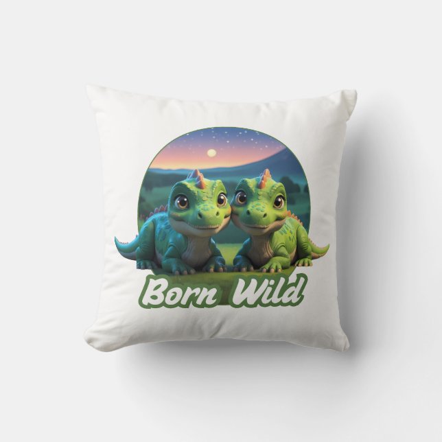 Almofada Zwei kleine Dinos - Born Wild (Frente)