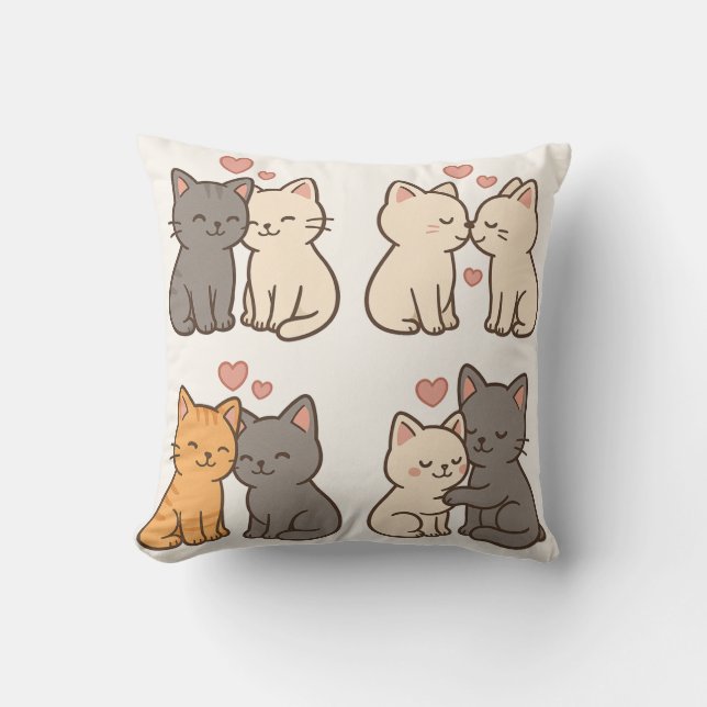Almofadas de casais de gatos fofos (Frente)