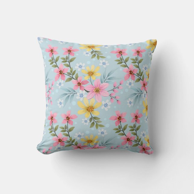 Almofadas de lançamento com padrão floral elegante (Frente)