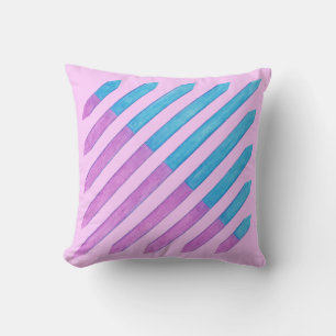 Almofadas de Listras Diagonais Rosa e Azul