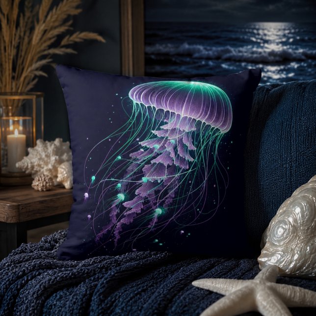 Almofadas Iluminadas de Água-viva: Oceano Radiante (Glowing Ocean: Jellyfish Inspired Throw Pillows)