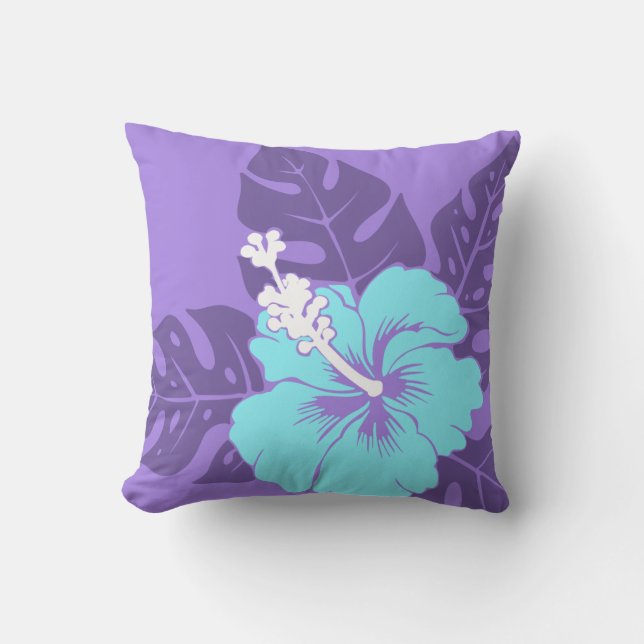 Almofadas Quadradas Banzai Beach Hawaiian Hibiscus (Frente)