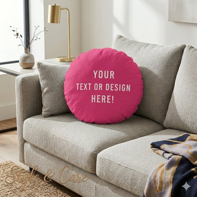 Almofadas Redondas Cor-de-Rosa Personalizadas – Ún (Pink Custom Round Pillows – Unique & Stylish)