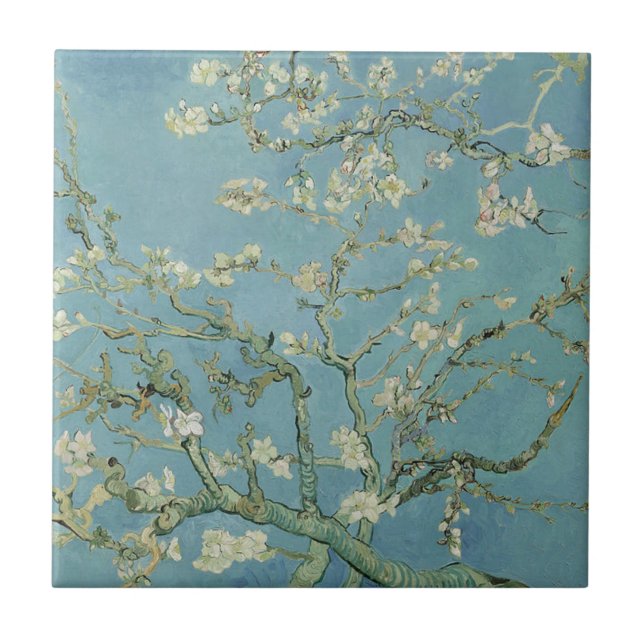 Almond Blossom por Vincent Van Gogh Cerâmica Azule (Frente)