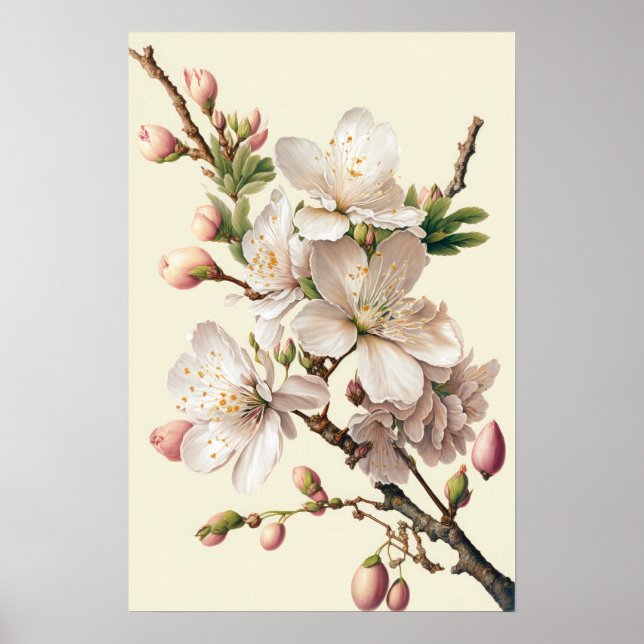 Almond Blossomo Flor Impressão (Frente)