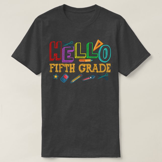 Alô, 5 do 5º ano, de volta à camiseta escolar (Frente do Design)