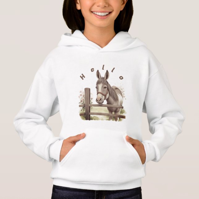 Alô Hoodie da Criança Unisex Personalizada. Burro (Frente)