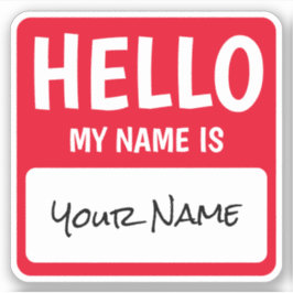 Alô Quadrado Personalizado Meu Nome É Adesivo