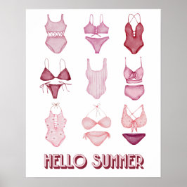 Alô, roupas de banho de verão, Poster de arte, ver