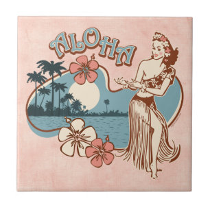 Aloha azulejo da menina de Hula