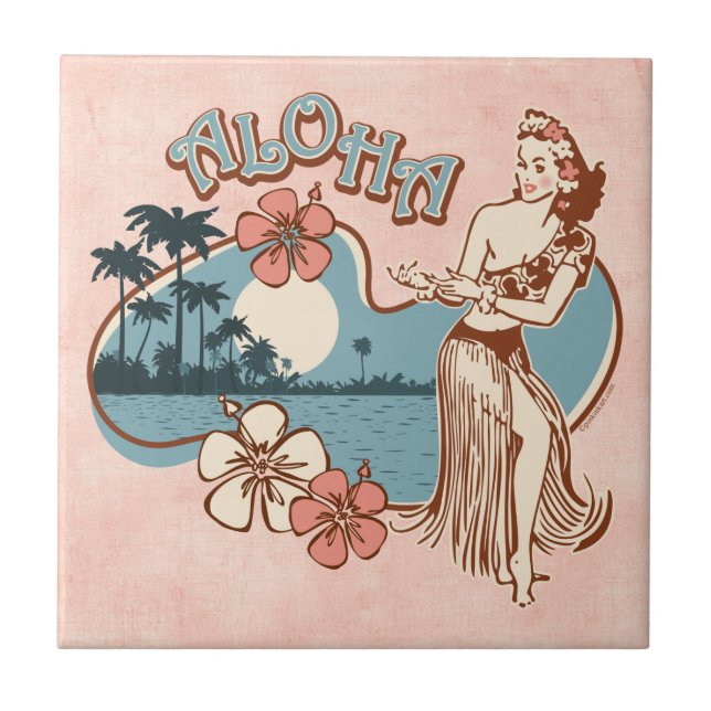 Aloha azulejo da menina de Hula (Frente)