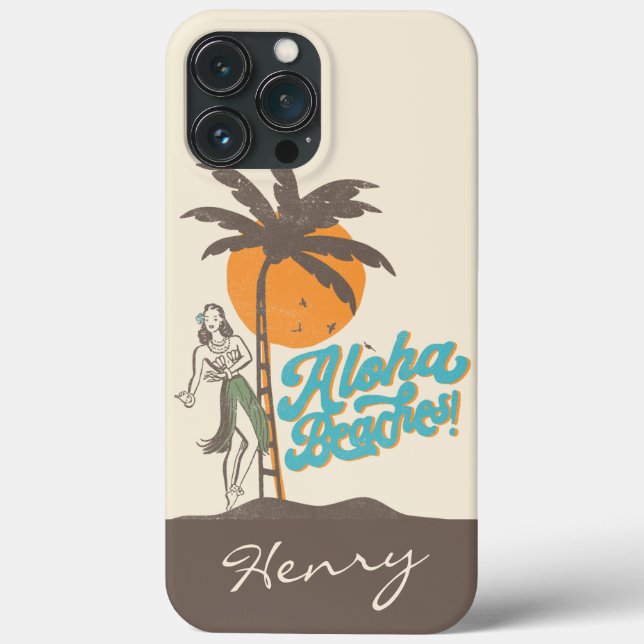 Aloha Beaches Hula Girl Hawaii Retro (Verso)